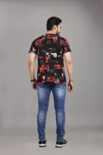 FABRIPPLE Polyester Regular Fit Printed Half Sleeves Men's Round T-Shirt - Red ( Pack of 1 ) - Image 2