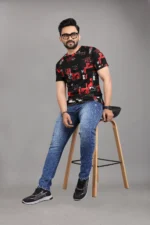 FABRIPPLE Polyester Regular Fit Printed Half Sleeves Men's Round T-Shirt - Red ( Pack of 1 ) - Image 4