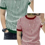 FABRIPPLE Men Polyester Regular Fit Self Design T-Shirt ( Multicolor )