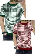 FABRIPPLE Men Polyester Regular Fit Self Design T-Shirt ( Multicolor )