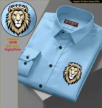 FITTELLO FAB Satin Regular Fit Printed Full Sleeves Men's Casual Shirt - Aqua Blue ( Pack of 1 )