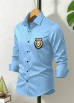 FITTELLO FAB Satin Regular Fit Printed Full Sleeves Men's Casual Shirt - Aqua Blue ( Pack of 1 ) - Image 3