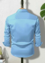 FITTELLO FAB Satin Regular Fit Printed Full Sleeves Men's Casual Shirt - Aqua Blue ( Pack of 1 ) - Image 4