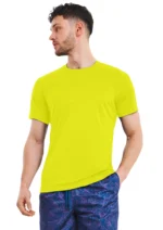 FTX Polyester Regular Fit Solid Half Sleeves Men's Round T-Shirt - Yellow ( Pack of 1 ) - Image 4