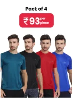 FTX Pack of 4 Polyester Regular Fit Men's T-Shirt ( Multicolor )