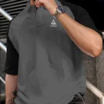 GARBLY Men Cotton Blend Regular Fit Colorblock T-Shirt ( Grey )