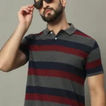GET GOLF Cotton Blend Regular Fit Striped Half Sleeves Men's Polo T Shirt - Multicolor ( Pack of 1 )