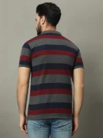 GET GOLF Cotton Blend Regular Fit Striped Half Sleeves Men's Polo T Shirt - Multicolor ( Pack of 1 ) - Image 2