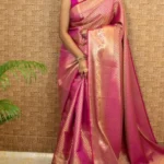 Gazal Fashions Banarasi Silk Embellished Saree With Unstitched Blouse Piece ( Pink )