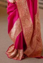 Gazal Fashions Banarasi Silk Embellished Saree With Unstitched Blouse Piece ( Pink ) - Image 2