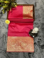 Gazal Fashions Banarasi Silk Embellished Saree With Unstitched Blouse Piece ( Pink ) - Image 4