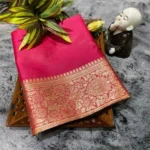 Gazal Fashions Banarasi Silk Embellished Saree With Unstitched Blouse Piece ( Pink )