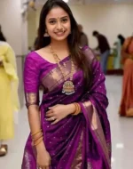 Gazal Fashions Banarasi Silk Embellished Saree With Unstitched Blouse Piece ( Magenta )