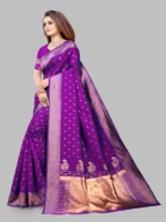 Gazal Fashions Banarasi Silk Embellished Saree With Unstitched Blouse Piece ( Magenta ) - Image 4