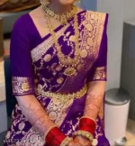 Gazal Fashions Banarasi Silk Woven Saree With Unstitched Blouse Piece ( Purple ) - Image 2