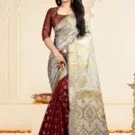 Gazal Fashions Banarasi Silk Printed Saree With Unstitched Blouse Piece ( Multicolor )