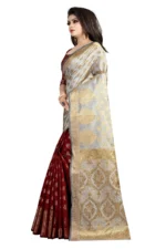 Gazal Fashions Banarasi Silk Printed Saree With Unstitched Blouse Piece ( Multicolor ) - Image 3