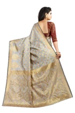 Gazal Fashions Banarasi Silk Printed Saree With Unstitched Blouse Piece ( Multicolor ) - Image 5