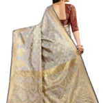 IndShopMart Cotton Silk Woven Regular Saree With Unstitched Blouse Piece ( Beige,Red )