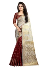 Gazal Fashions Banarasi Silk Printed Saree With Unstitched Blouse Piece ( Multicolor ) - Image 4