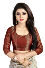 Gazal Fashions Banarasi Silk Printed Saree With Unstitched Blouse Piece ( Multicolor ) - Image 6