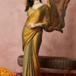 Generics Chiffon Solid Regular Saree With Unstitched Blouse Piece ( Gold )