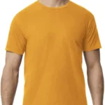 Gildan Men Cotton Regular Fit Solid T-Shirt ( Gold )