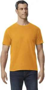 Gildan Men Cotton Regular Fit Solid T-Shirt ( Gold )