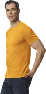 Gildan Men Cotton Regular Fit Solid T-Shirt ( Gold ) - Image 3