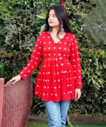 HARROZ Women's Viscose Rayon Tunic ( Red )