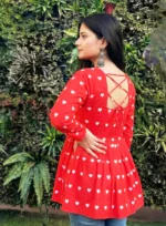 HARROZ Women's Viscose Rayon Tunic ( Red ) - Image 4