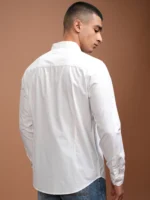 Highlander Cotton Blend Slim Fit Solids Full Sleeves Men's Casual Shirt - White ( Pack of 1 ) - Image 3