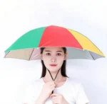 Infispace Headwear Cap Umbrella Multi Color Soft Durable, Adjustable Elastic, (21) Size Fits All Ages Plastic Hat Cap Umbrella for Kids, Men/Women and Adults Rain Protection Headwear Hat Umbrella (Multi) Pack of 1