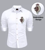 JENY FASHION 100% Cotton Regular Fit Solids Full Sleeves Men's Casual Shirt - White ( Pack of 1 )