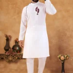 White Cotton Blend Regular Fit Men's Kurta Pyjama Set ( Pack of 1 )
