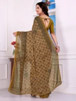 Kanooda Prints Georgette Printed Regular Saree With Unstitched Blouse Piece ( Mustard ) - Image 2