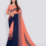 Kanooda Prints Georgette Printed Saree With Unstitched Blouse Piece ( Pink )