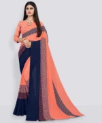 Kanooda Prints Georgette Printed Saree With Unstitched Blouse Piece ( Pink )