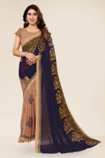 Kashvi Sarees Georgette Printed Saree With Unstitched Blouse Piece ( Beige )