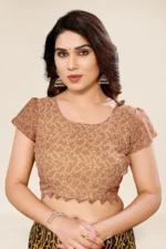 Kashvi Sarees Georgette Printed Saree With Unstitched Blouse Piece ( Beige ) - Image 4