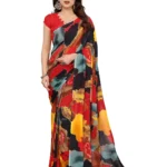 Kashvi Sarees Georgette Printed Ilkal Saree With Unstitched Blouse Piece ( Multicolor )