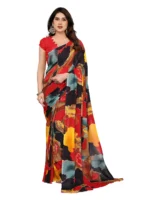 Kashvi Sarees Georgette Printed Ilkal Saree With Unstitched Blouse Piece ( Multicolor )