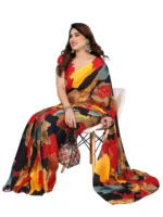 Kashvi Sarees Georgette Printed Ilkal Saree With Unstitched Blouse Piece ( Multicolor ) - Image 4