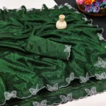 Kashvi Sarees Net Solid Regular Saree With Unstitched Blouse Piece ( Green )