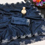 Kashvi Sarees Net Solid Regular Saree With Unstitched Blouse Piece ( Blue ) - Image 2