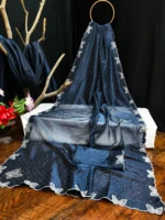 Kashvi Sarees Net Solid Regular Saree With Unstitched Blouse Piece ( Blue ) - Image 3