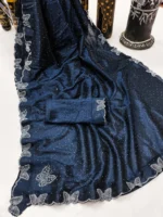 Kashvi Sarees Net Solid Regular Saree With Unstitched Blouse Piece ( Blue ) - Image 4