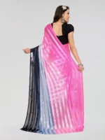 Kashvi Sarees Satin Striped Saree With Unstitched Blouse Piece ( Pink ) - Image 3