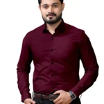 Khushi Fashion Cotton Blend Regular Fit Full Sleeves Men's Formal Shirt - Maroon ( Pack of 1 )