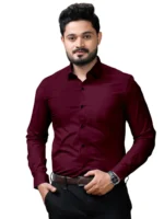 Khushi Fashion Cotton Blend Regular Fit Full Sleeves Men's Formal Shirt - Maroon ( Pack of 1 )
